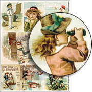 Seaside Victorian Children Collage Sheet