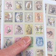 Alice in Wonderland Faux Postage Stamp Stickers