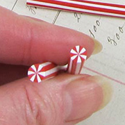 Polymer Clay Red Swirl Peppermint Cane
