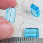 12x8mm Aqua Blue Glass Rectangular Beads