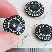 Black and Silver Carved Saucer Beads