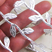 Stitched Leaf Ribbon - Silver