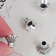 Antique Silver Tall Flower Bead Caps