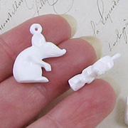 White Plastic Mouse Charms